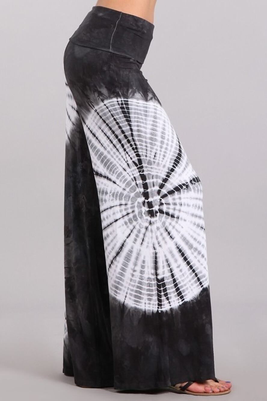 Chatoyant Gray and Taupe Tie Dye Palazzo Pants Large